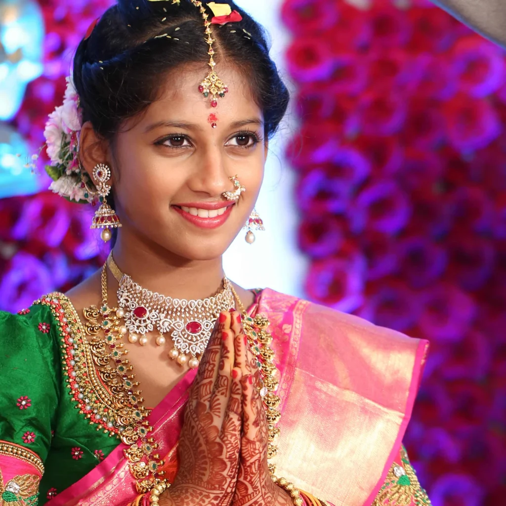"Manjeera’s Haldi ceremony, a vibrant and joyful tradition with turmeric blessings."