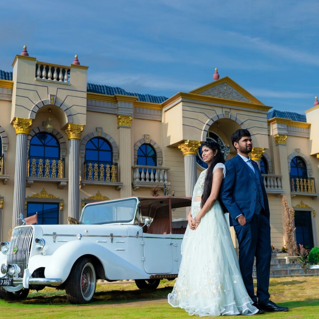 Neeraja and Narender sharing a romantic moment during their pre-wedding photoshoot.