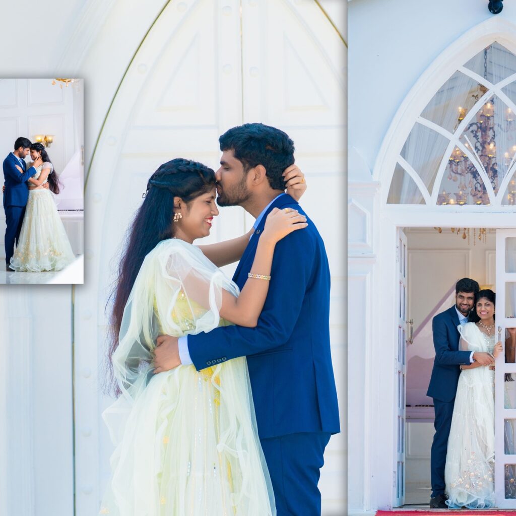 Neeraja and Narender sharing a romantic moment during their pre-wedding photoshoot.