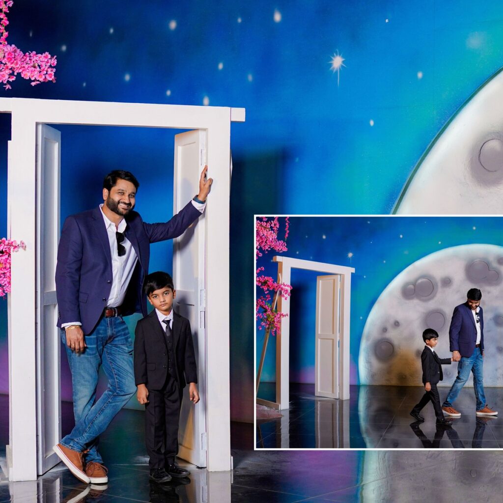 Nidhi and Nihaan performing to their exclusive family song sung by Geetha Madhuri during their pre-shoot.