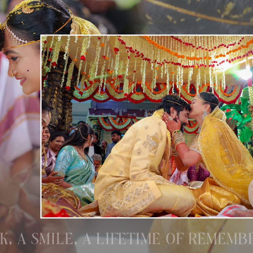 Nishitha and Akhil during their wedding rituals surrounded by family and traditions, photographed by PixelMatrix Photography.