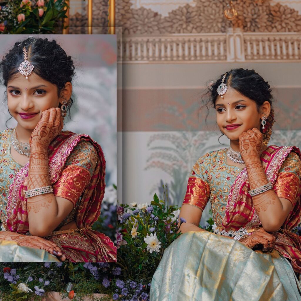 Krishika and Anshika posing gracefully in Half-Sarees.