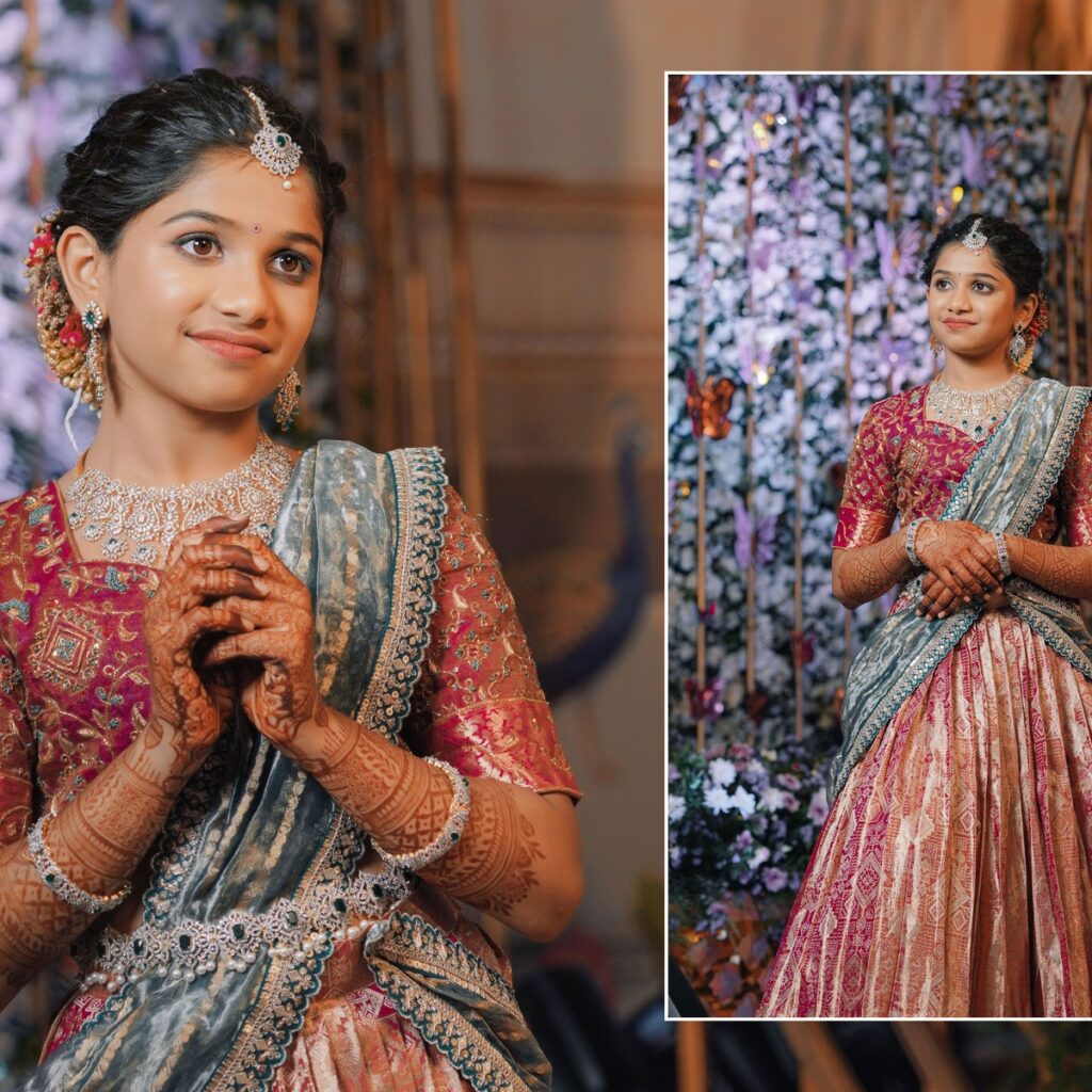 Krishika and Anshika posing gracefully in Half Sarees.