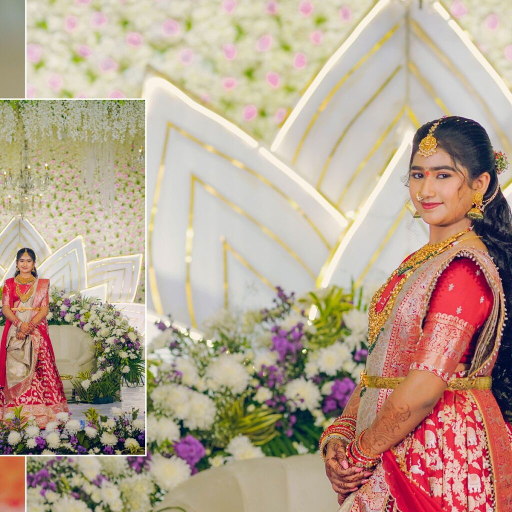 Nidhi and Nihaan making their grand entry on stage during their Half Saree and Dhoti Ceremony.