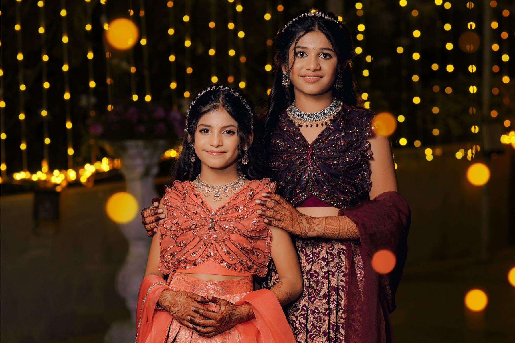 Krishika and Anshika posing gracefully in Half-Sarees.