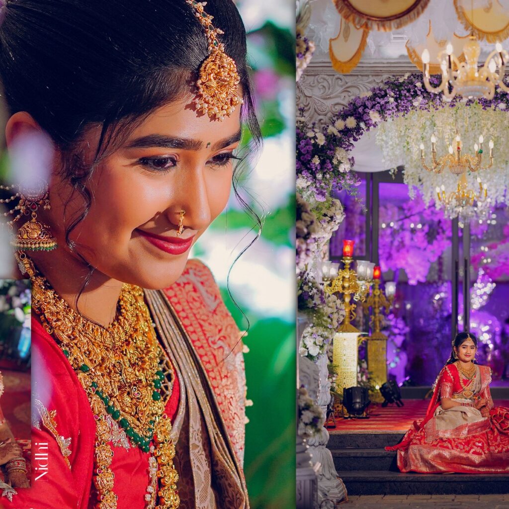 Nidhi and Nihaan making their grand entry on stage during their Half Saree and Dhoti Ceremony.