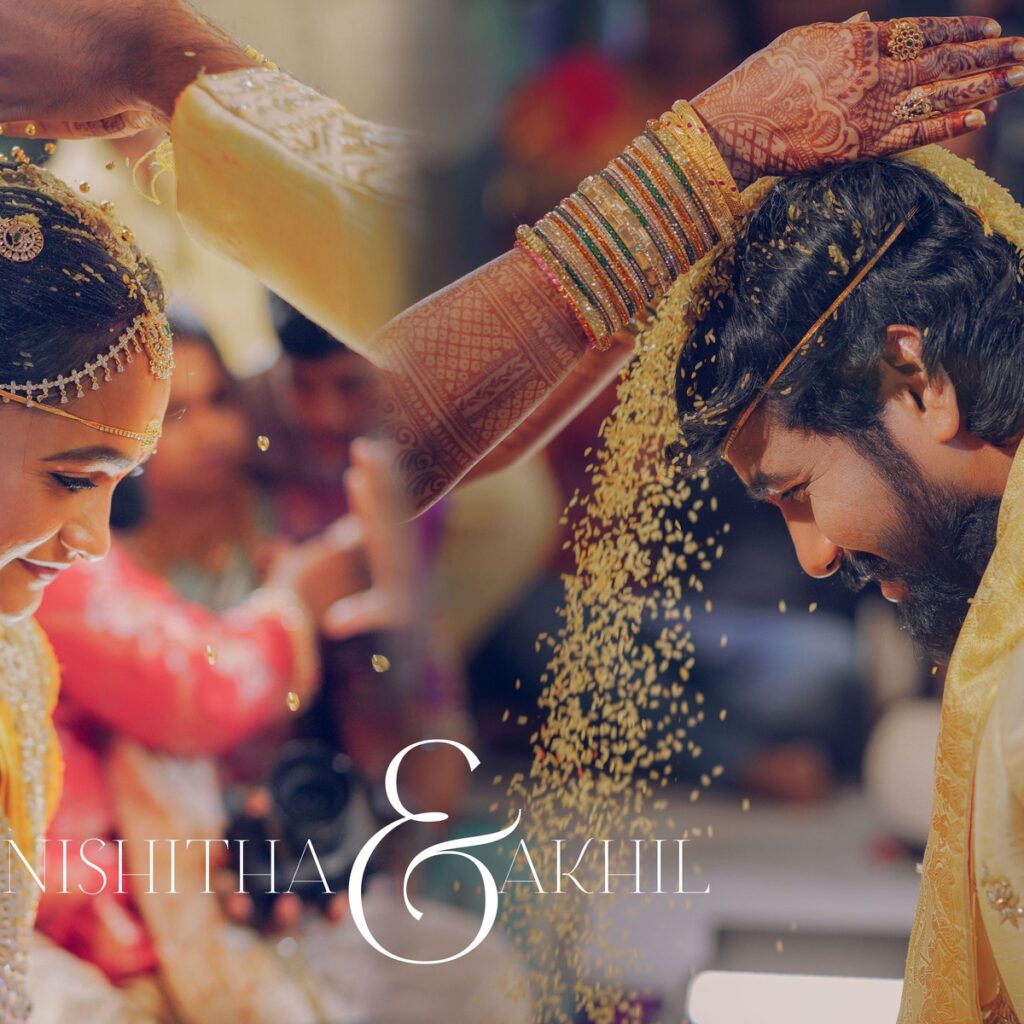 Nishitha and Akhil during their wedding rituals surrounded by family and traditions, photographed by PixelMatrix Photography.