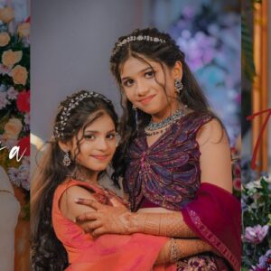 Krishika and Anshika posing gracefully in Half-Sarees.