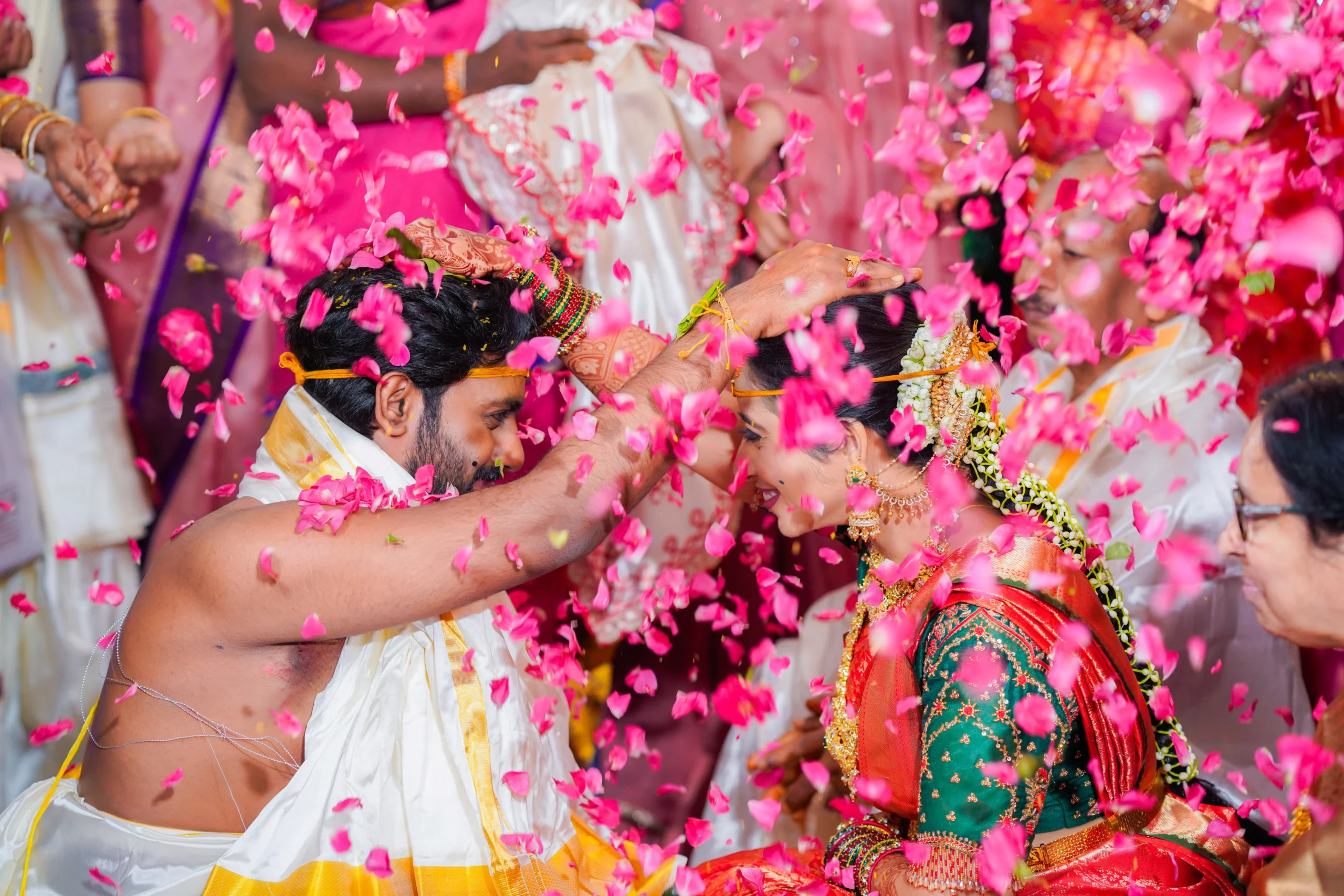 Bride and groom wedding photoshoot by Pixel Matrix Hyderabad