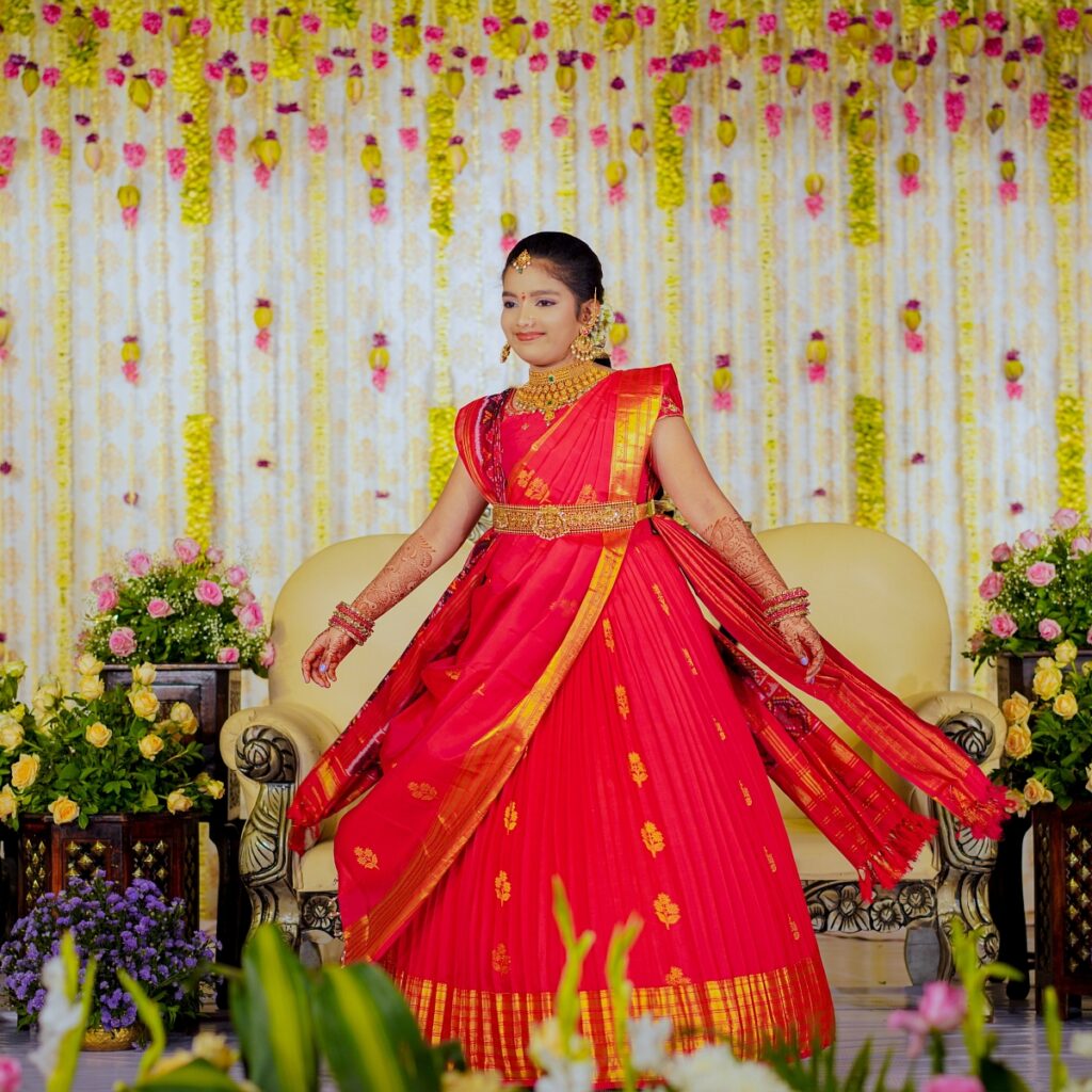 Aadhya & Shreyan Reddy Half Saree & Dhoti Ceremony Photography in L.B. Nagar, Hyderabad